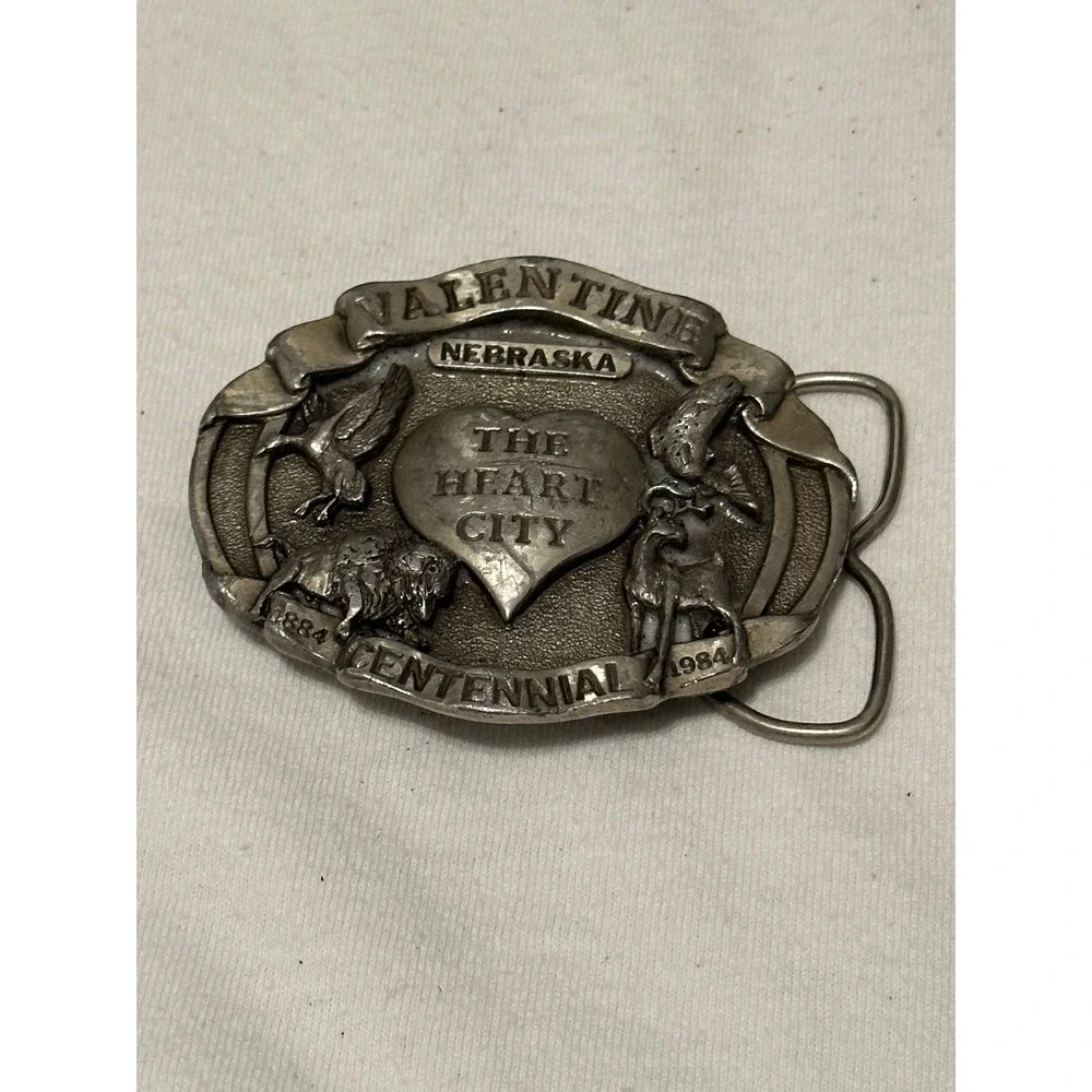Vintage Siskiyou Belt Buckle Silver Excellent 1984 Valentine NE Centennial Retro